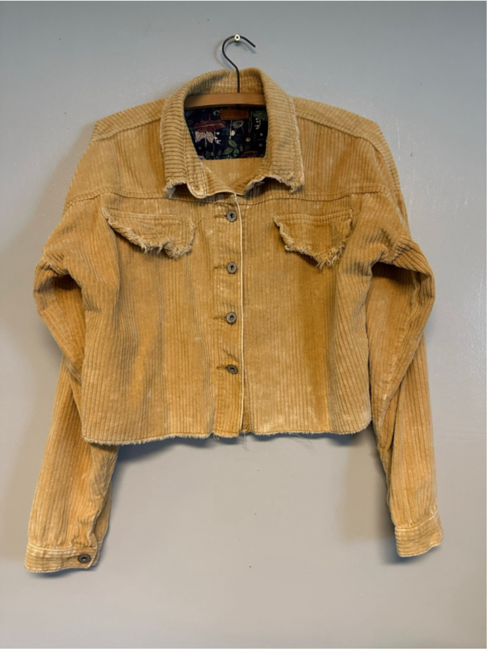 POL Corduroy Cropped Jacket Tan Yellow Women’s Size Large 100% Cotton